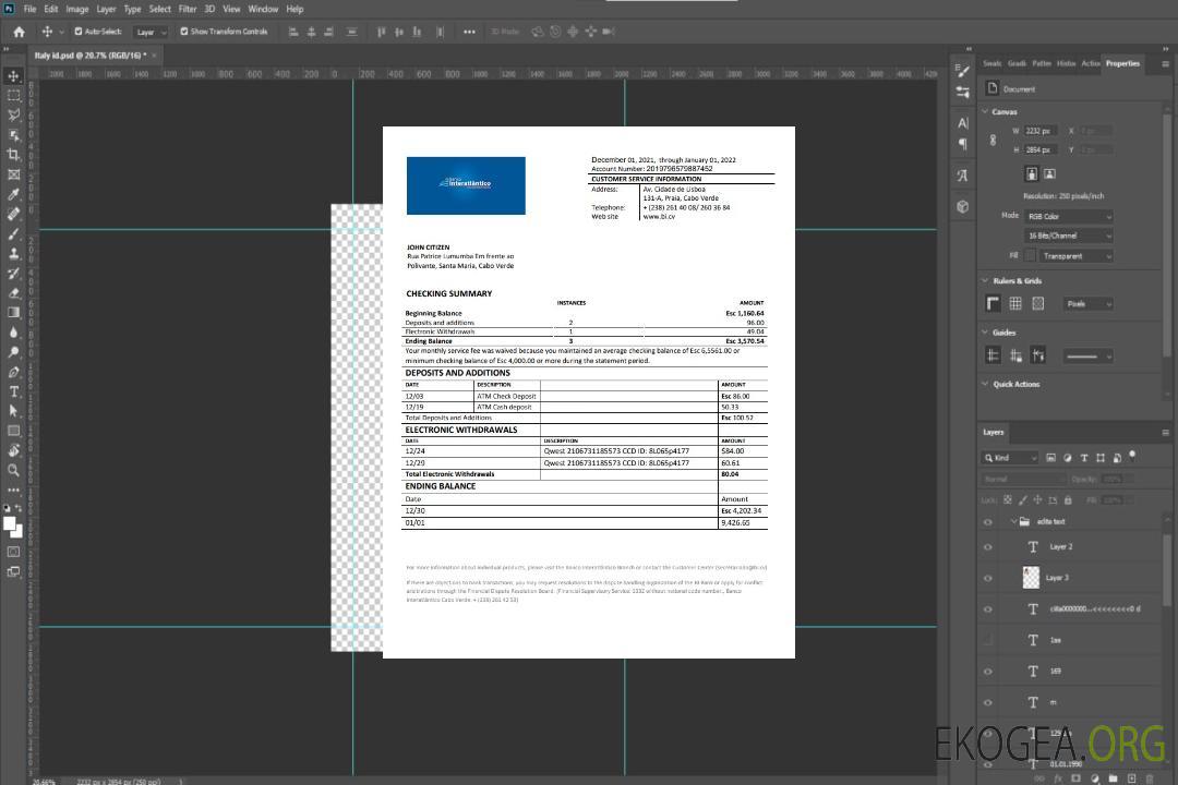 Relevé bancaire Cabo Verde Banco Inter-Atlântico template Relevé bancaire Cabo Verde Banco Inter-Atlântico template